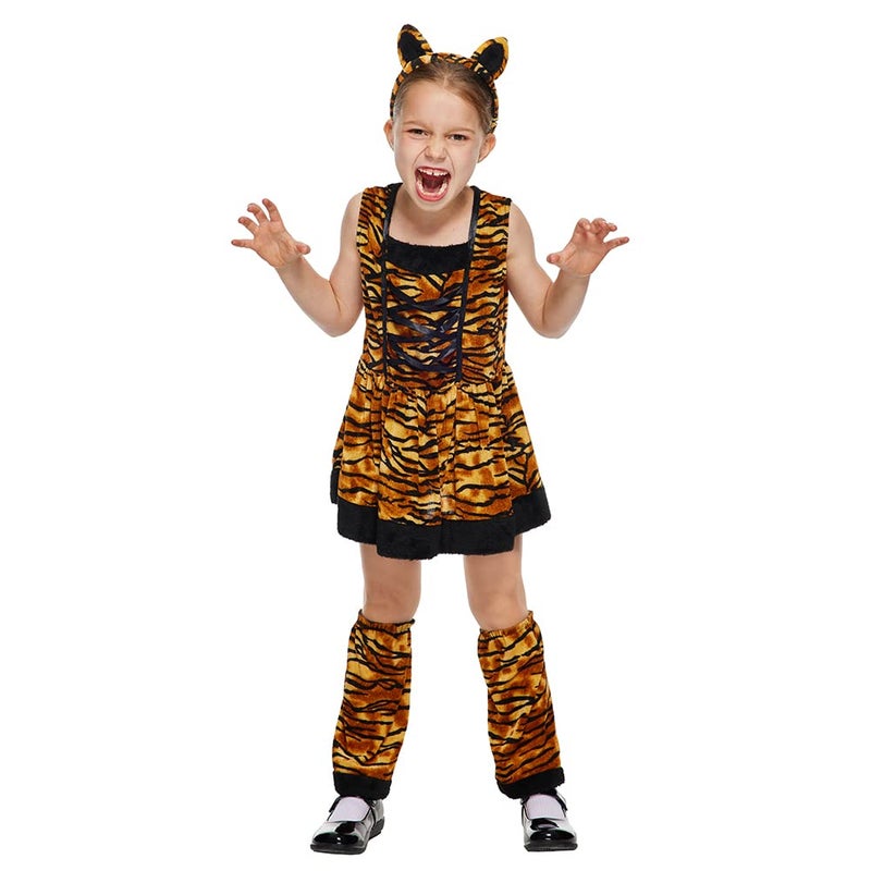 EraSpooky Little Tiger Costume Kids Halloween Animal Costume Big Cat Outfit for Girls - Image 1